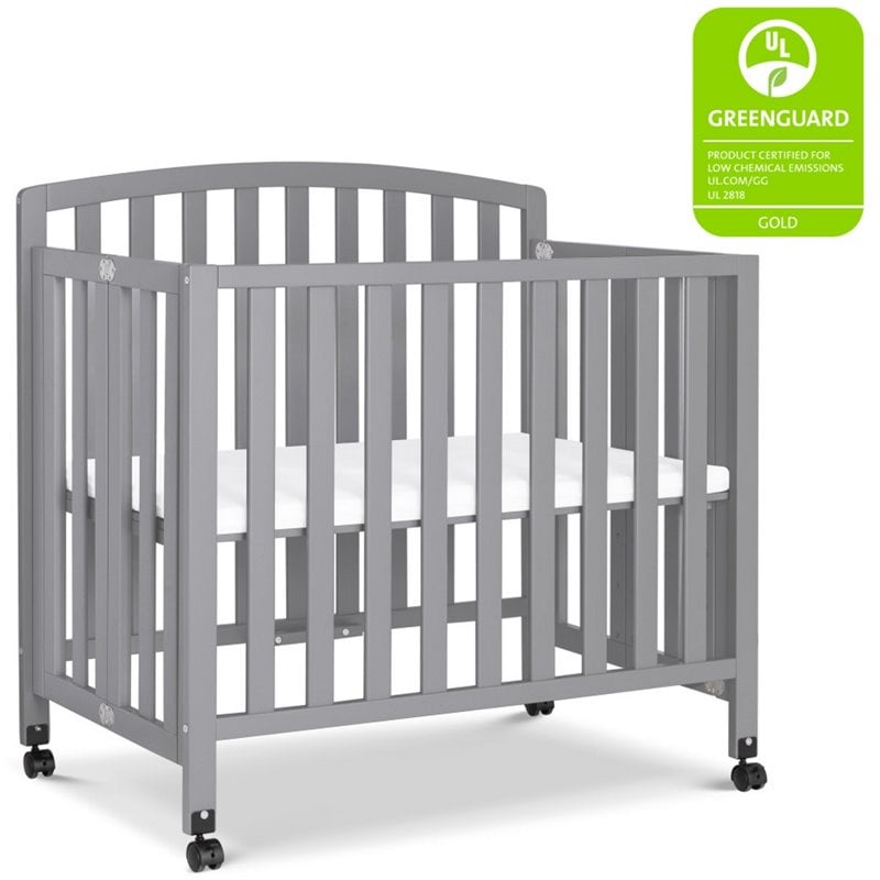 Davinci Dylan Folding Portable 3-in-1 Mini Crib in Gray