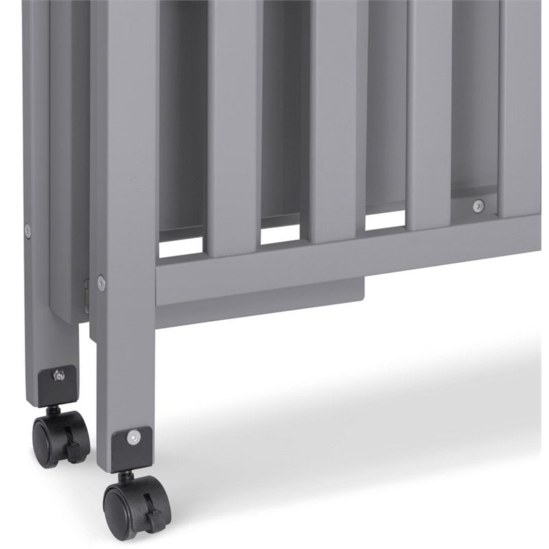 Davinci Dylan Folding Portable 3-in-1 Mini Crib in Gray