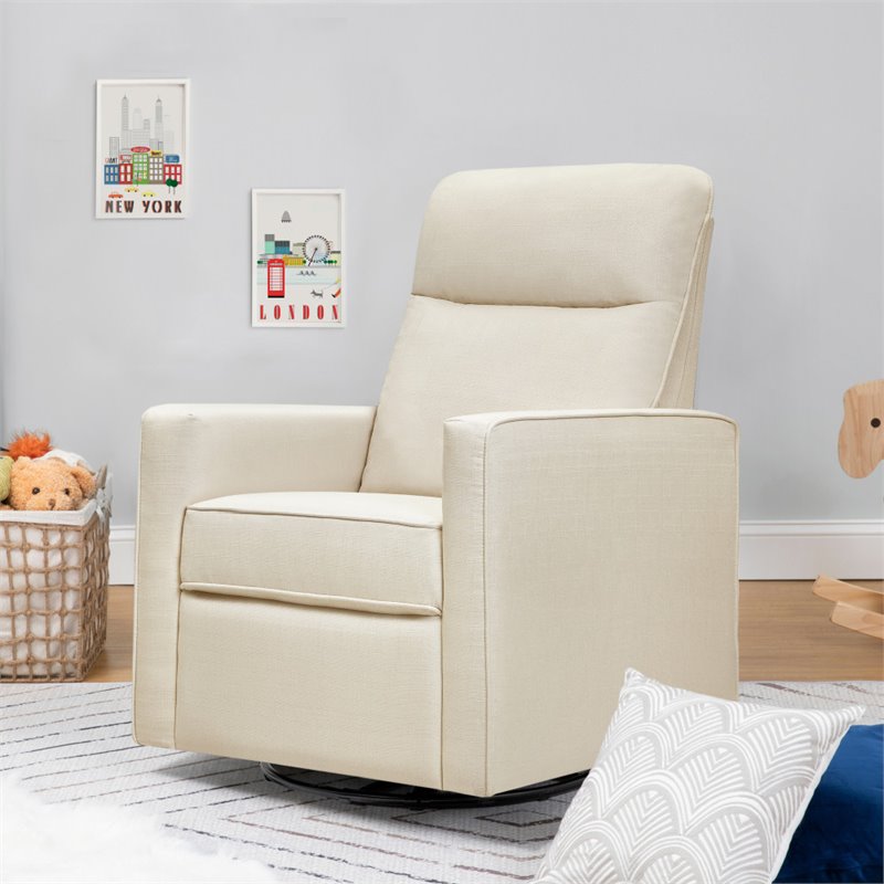 Davinci Gabby Pillowback Swivel Glider in Natural Oat