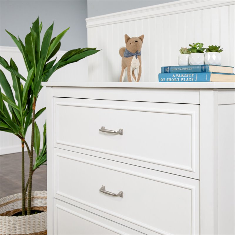 4-in-1 Convertible Crib Set with Matching Dresser Changing Table in Pure White