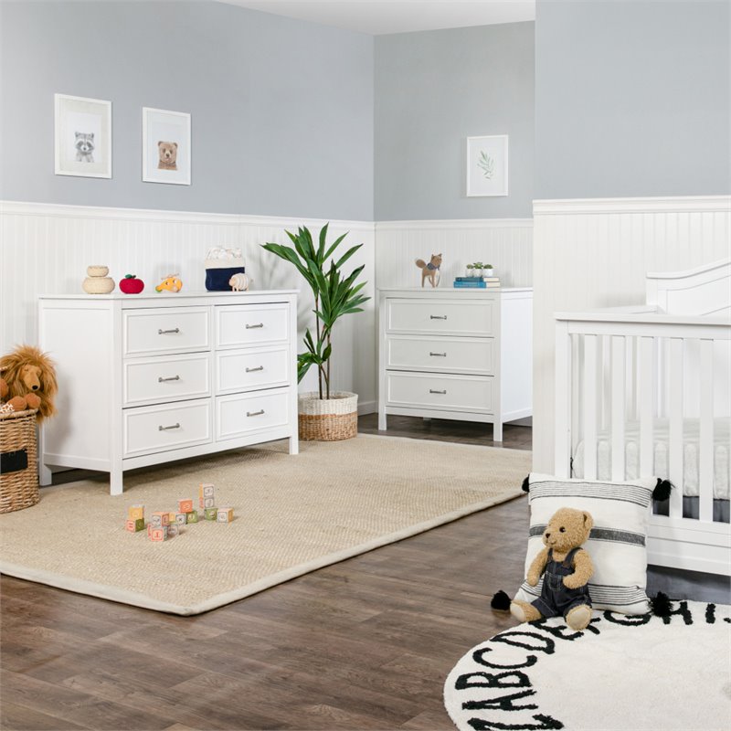 4-in-1 Convertible Crib Set with Matching Dresser Changing Table in Pure White