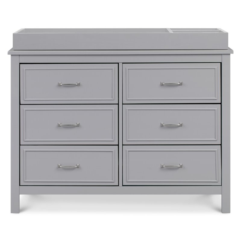 4-in-1 Convertible Crib and Dresser Set with Removable Changing Tray in Gray