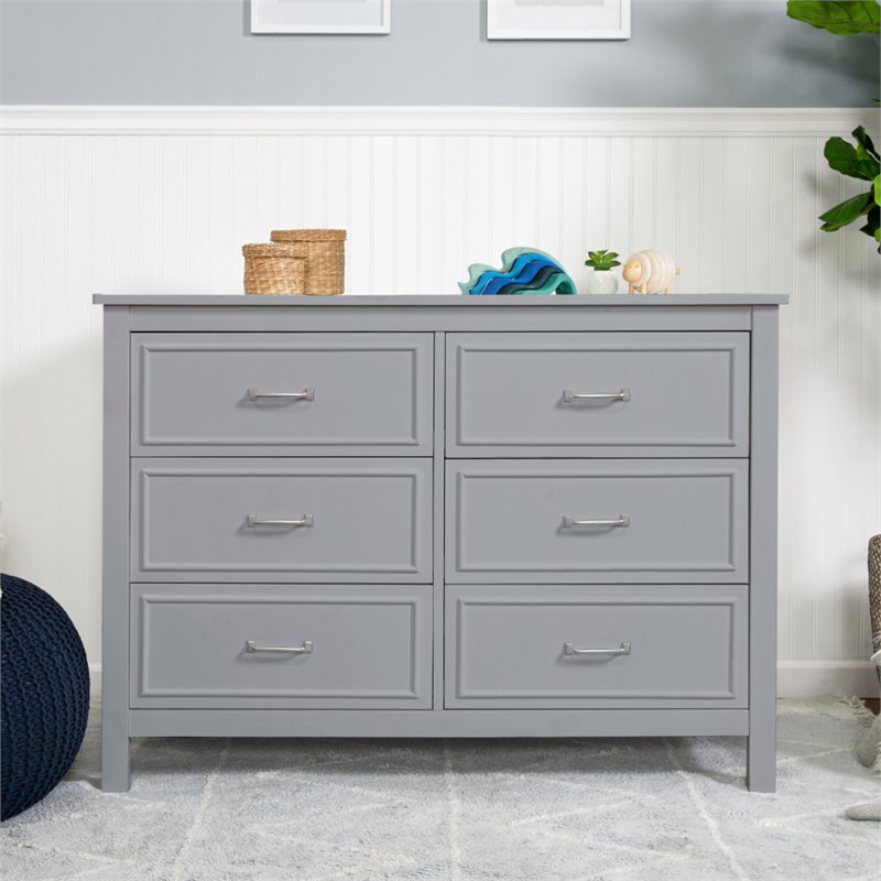 4-in-1 Convertible Crib and Dresser Set with Removable Changing Tray in Gray