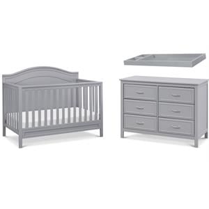 4-in-1 Convertible Crib and Dresser Set with Removable Changing Tray in Gray