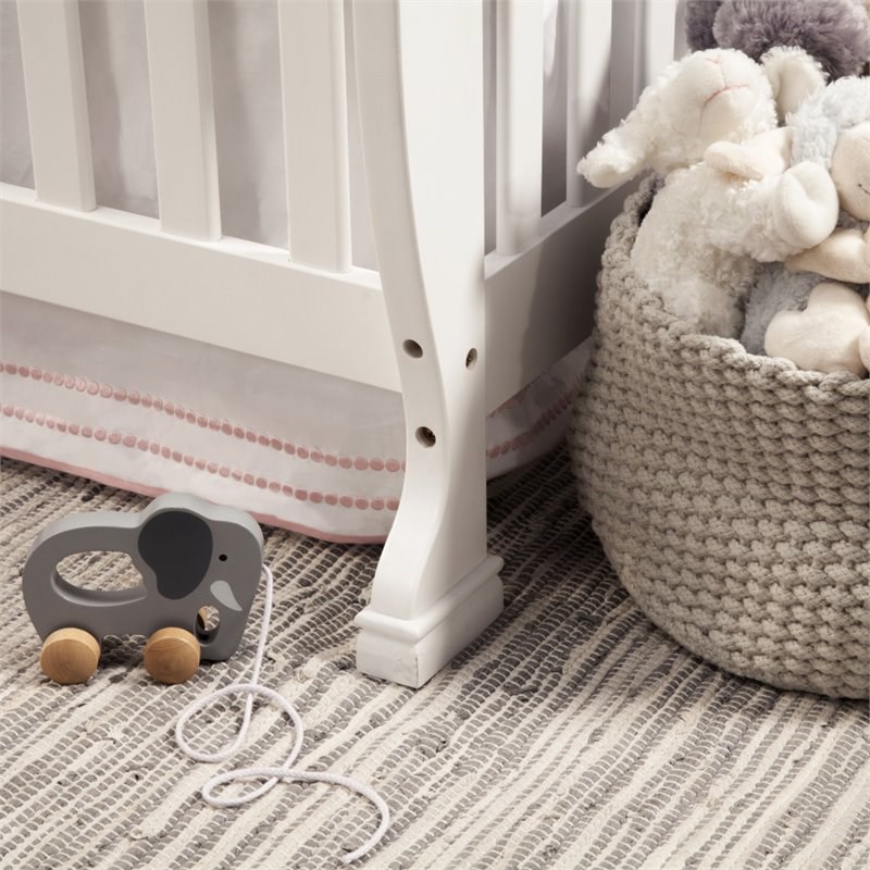 4-in-1 Convertible Crib Set with Dresser Mattress and Changing Tray in White