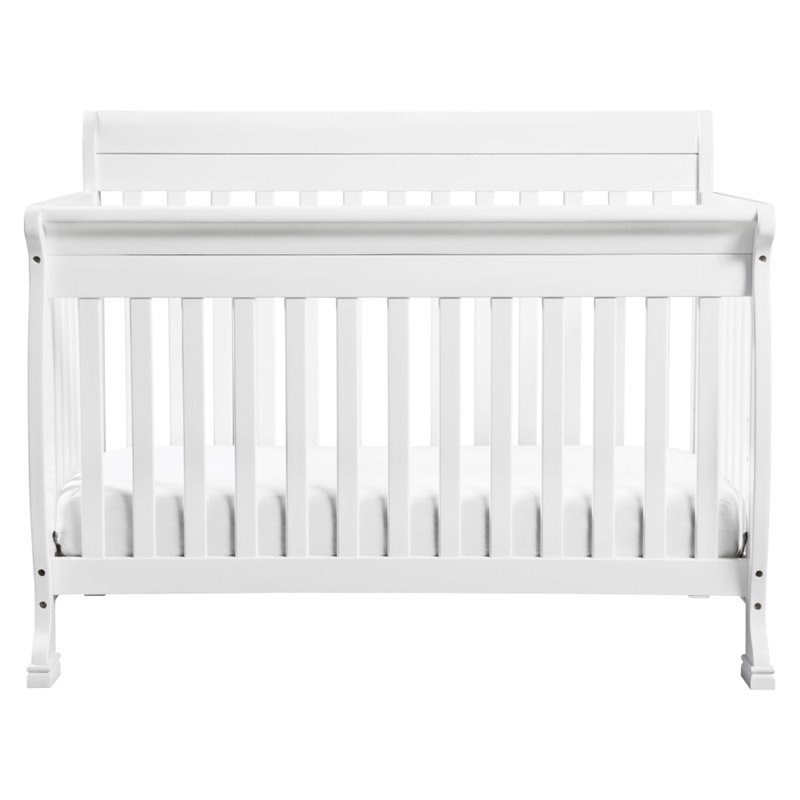 4-in-1 Convertible Crib Set with Dresser Mattress and Changing Tray in White
