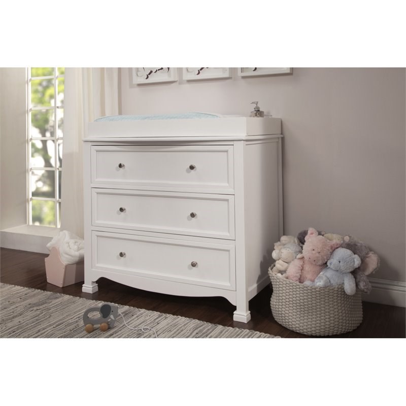 4-in-1 Convertible Crib Set with Dresser Mattress and Changing Tray in White