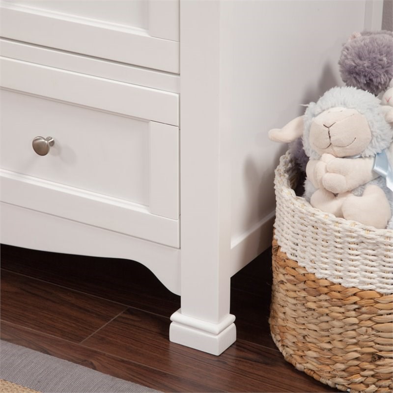 4-in-1 Convertible Crib Set with Dresser Mattress and Changing Tray in White