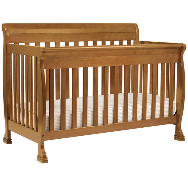 4-in-1 Convertible Crib and Dresser Set with Removable Changing Tray in Chestnut