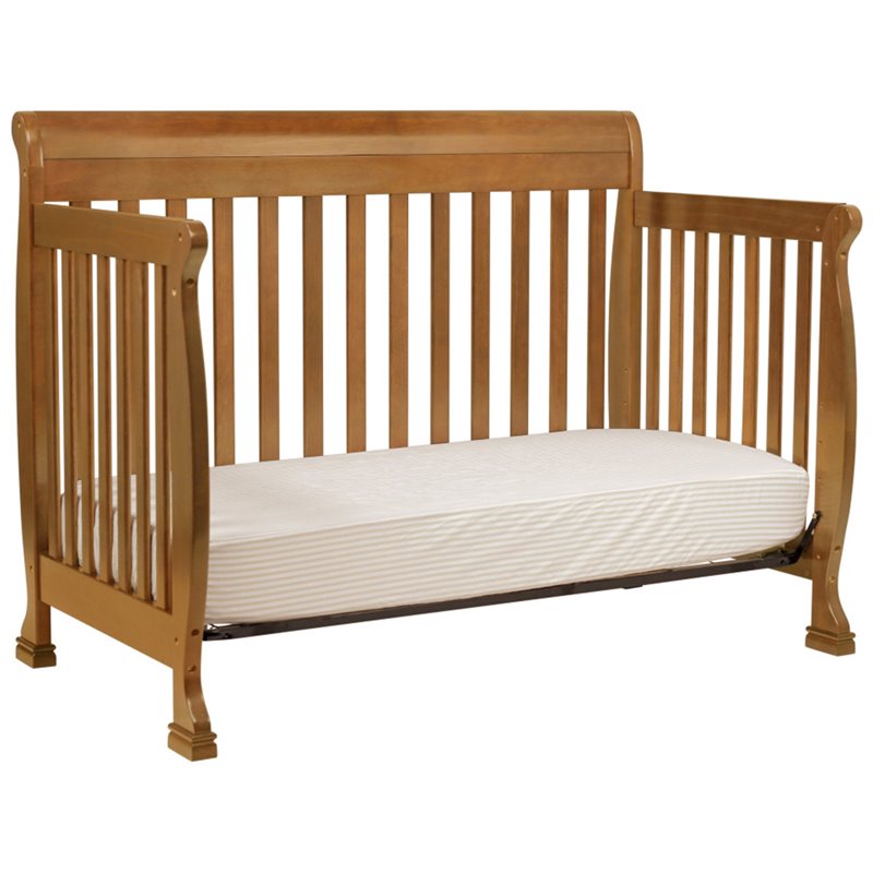 4-in-1 Convertible Crib and Dresser Set with Removable Changing Tray in Chestnut