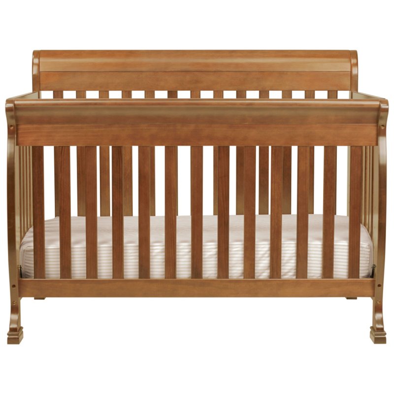 4-in-1 Convertible Crib and Dresser Set with Removable Changing Tray in Chestnut