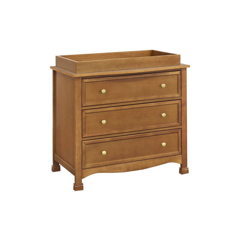 4-in-1 Convertible Crib and Dresser Set with Removable Changing Tray in Chestnut
