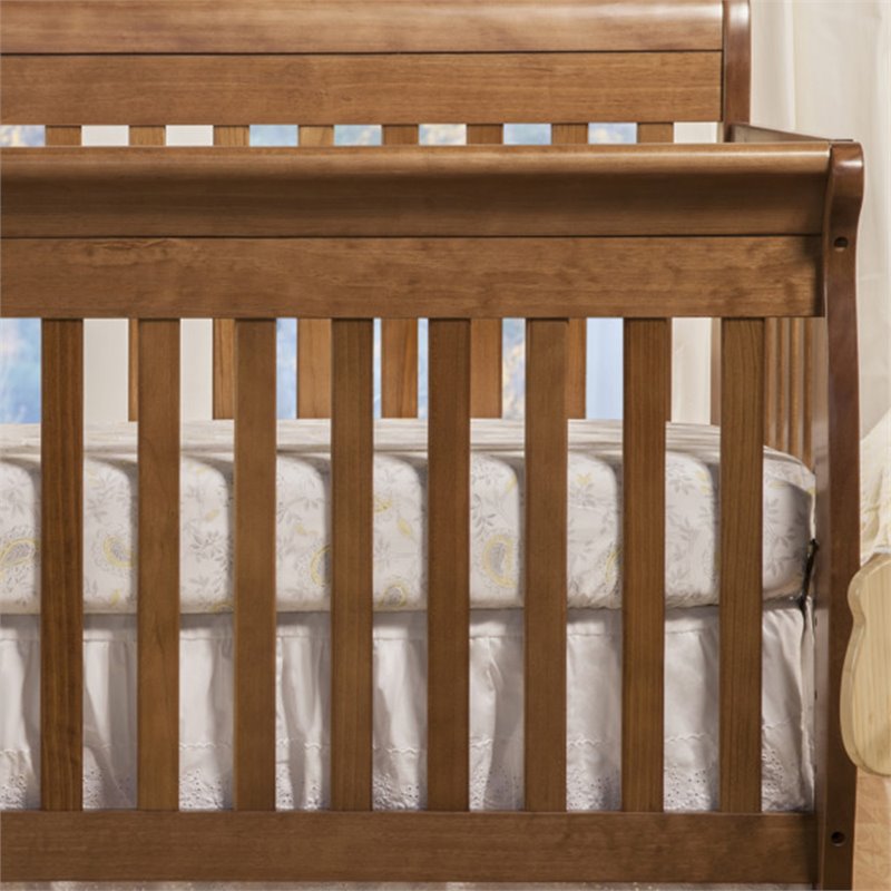 4-in-1 Convertible Crib and Dresser Set with Removable Changing Tray in Chestnut