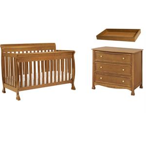 4-in-1 Convertible Crib and Dresser Set with Removable Changing Tray in Chestnut