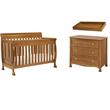 4-in-1 Convertible Crib and Dresser Set with Removable Changing Tray in Chestnut