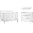 4-in-1 Convertible Crib and Dresser Set with Removable Changing Tray in White