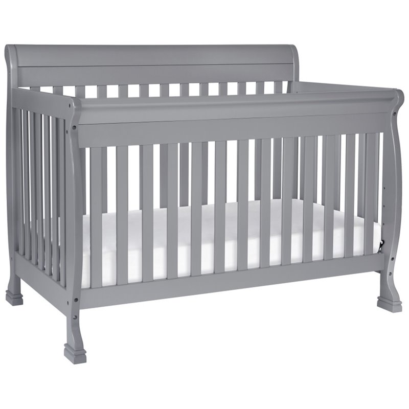 4-in-1 Convertible Classic Crib and Dresser Set with Changing Tray in Gray
