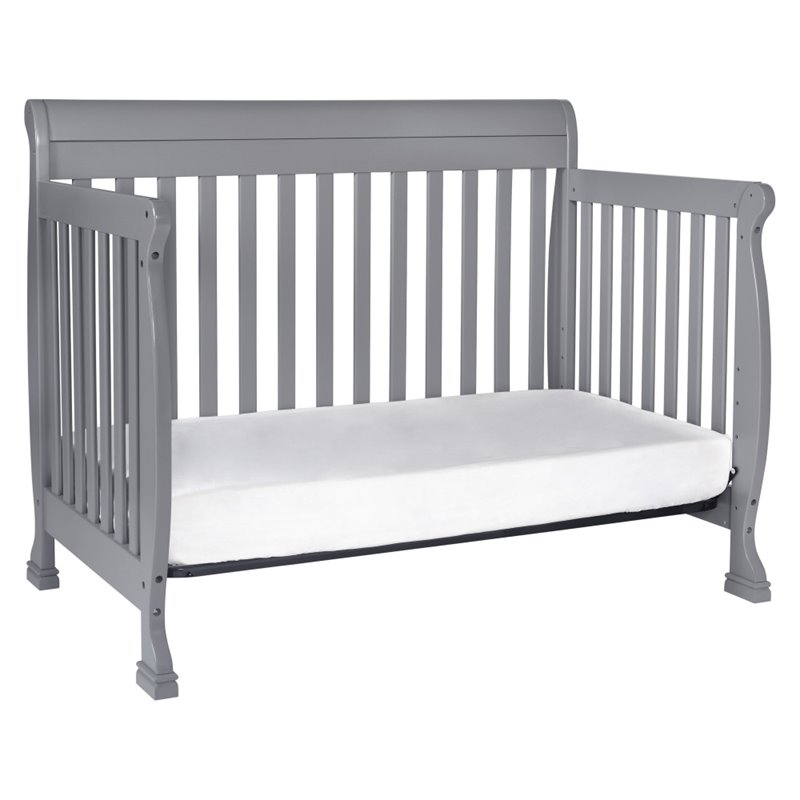 4-in-1 Convertible Classic Crib and Dresser Set with Changing Tray in Gray