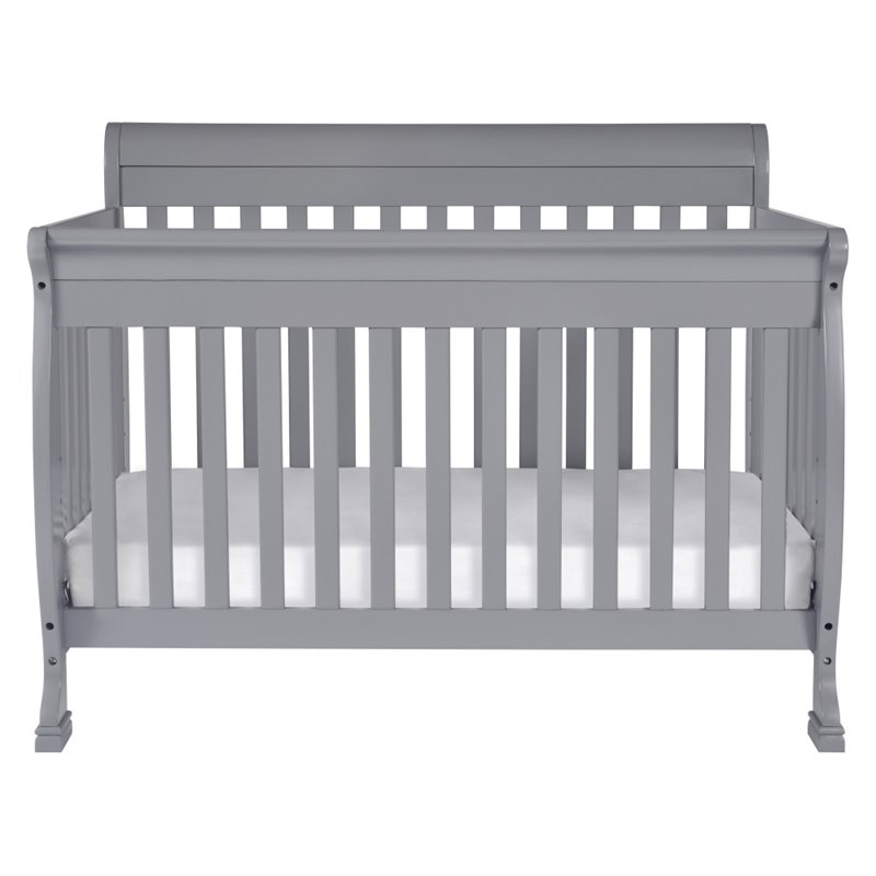 4-in-1 Convertible Classic Crib and Dresser Set with Changing Tray in Gray