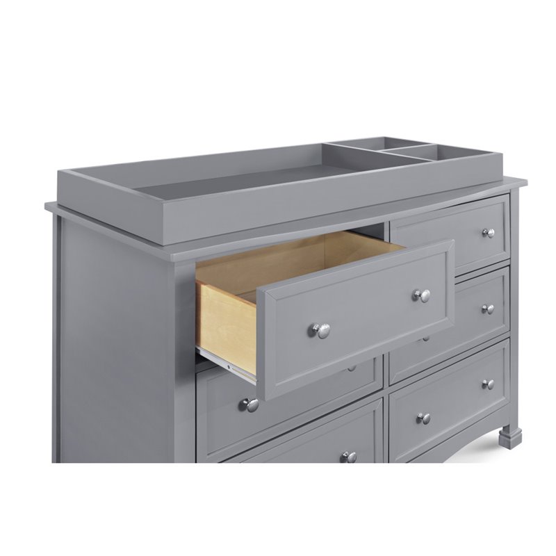4-in-1 Convertible Classic Crib and Dresser Set with Changing Tray in Gray