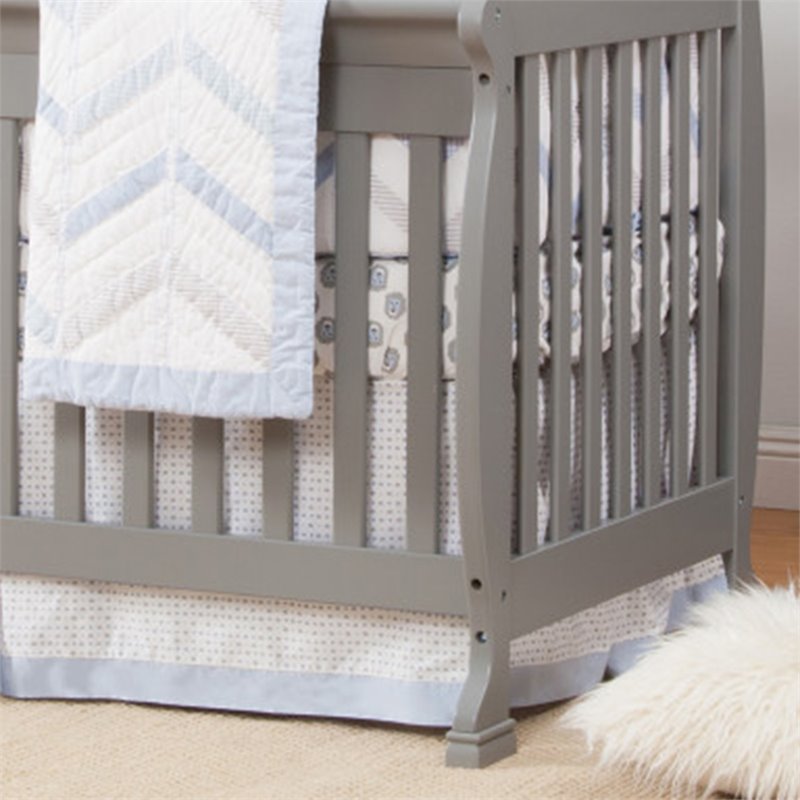 4-in-1 Convertible Classic Crib and Dresser Set with Changing Tray in Gray