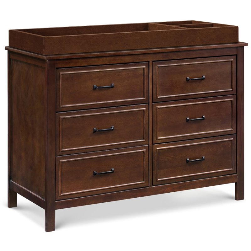 4-in-1 Convertible Crib and Dresser Set with Removable Changing Tray in Espresso