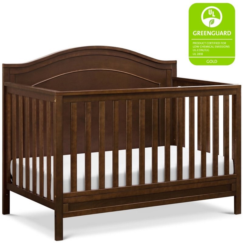 4-in-1 Convertible Crib and Dresser Changing Table Set with Mattress in Espresso