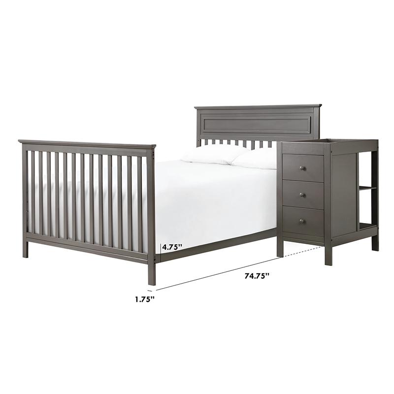 DaVinci Autumn Pine Wood Full Size Bed Conversion Kit in Slate
