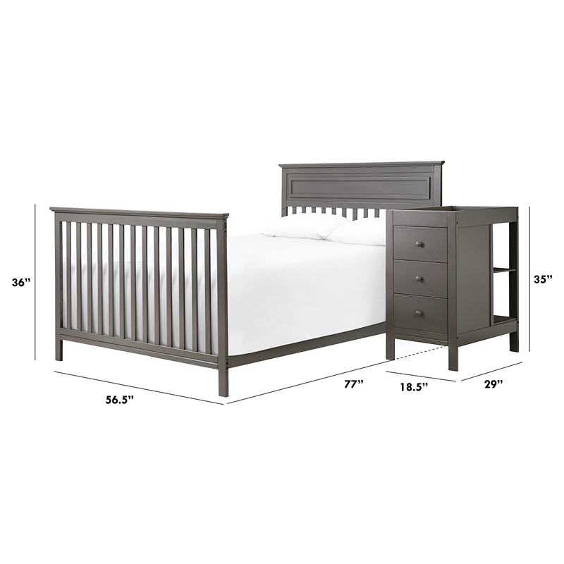 DaVinci Autumn Pine Wood Full Size Bed Conversion Kit in Slate
