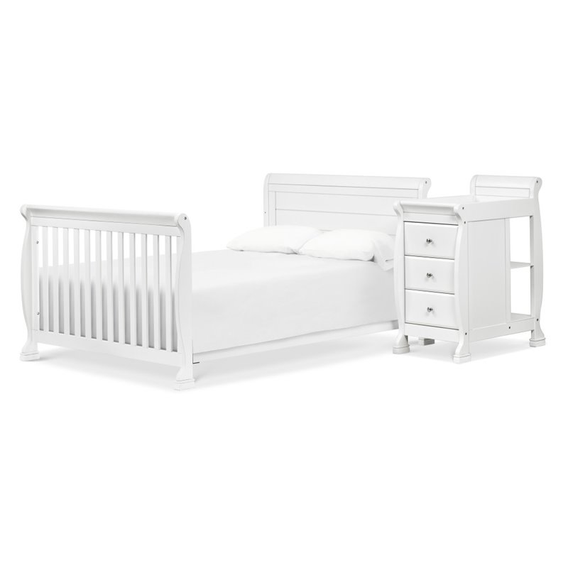 DaVinci Kalani Traditional Wood 4-in-1 Convertible Crib & Changer in White
