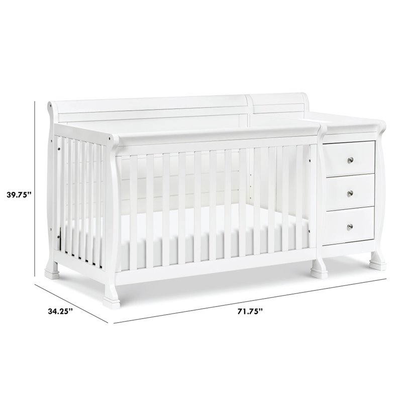 DaVinci Kalani Traditional Wood 4-in-1 Convertible Crib & Changer in White