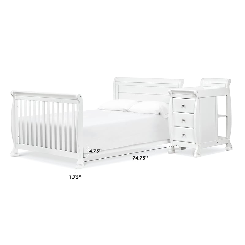 DaVinci Kalani Full-Size Pine Wood Bed Conversion Kit In White