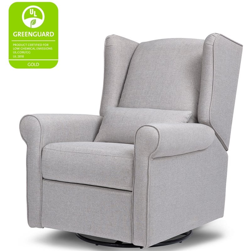 DaVinci Hayden Polyester Fabric Recliner and Swivel Glider in Misty Gray