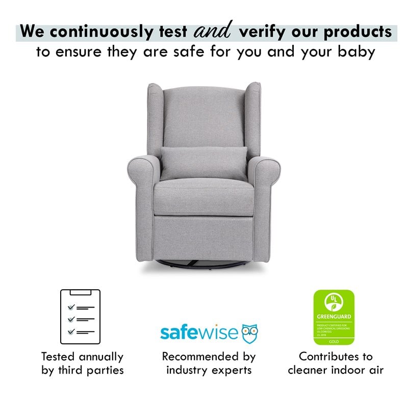 DaVinci Hayden Polyester Fabric Recliner and Swivel Glider in Misty Gray