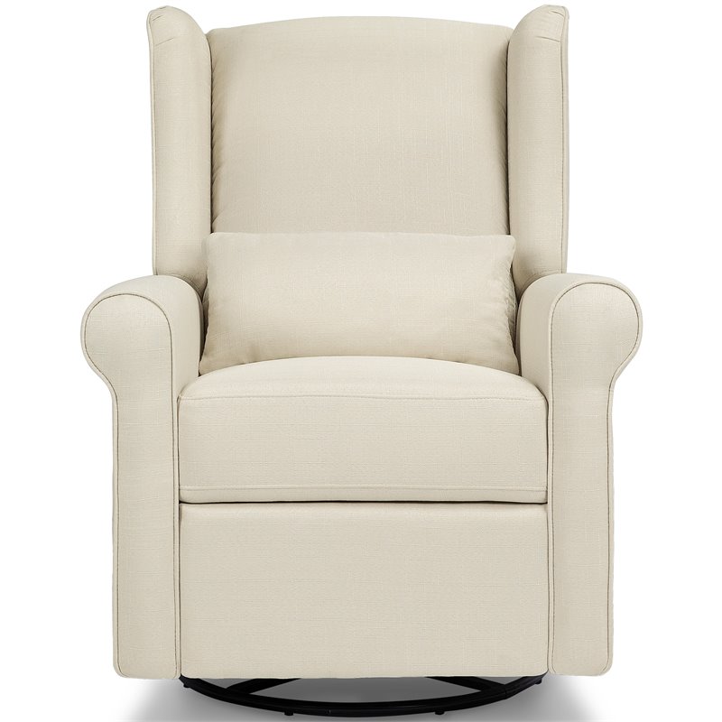 DaVinci Hayden Polyester Fabric Recliner and Swivel Glider in Natural Oat