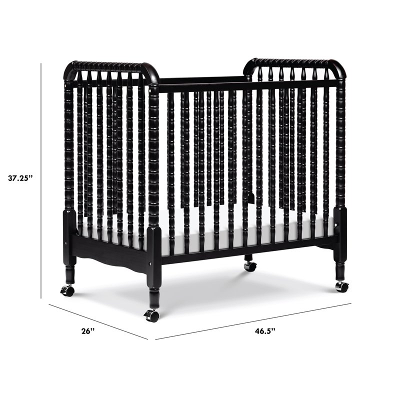 DaVinci Jenny Lind Pine Wood 3-in-1 Convertible Mini Crib in Ebony