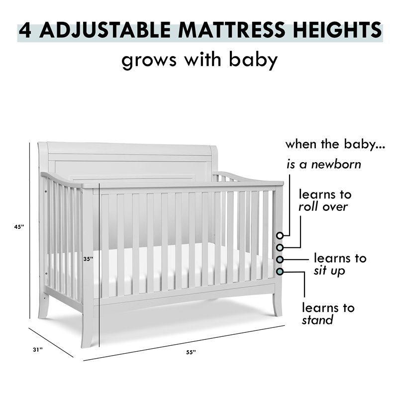 DaVinci Anders Pine Wood 4-in-1 Convertible Crib in Cloud Gray