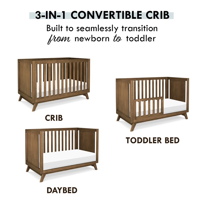 DaVinci Otto Pine Wood 3-in-1 Convertible Crib in Walnut