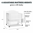 Davinci Charlie Pine Wood and MDF Folding Portable 3-In-1 Mini Crib in White