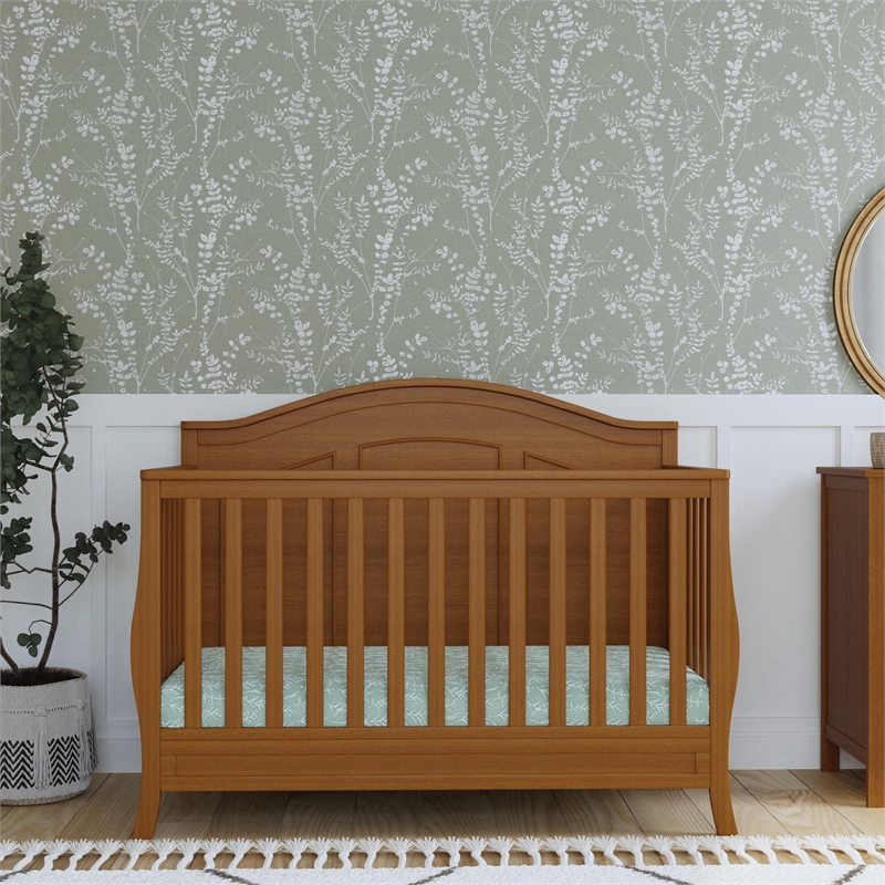 Davinci Emmett Modern Pine Wood and MDF 4-In-1 Convertible Crib in Chestnut