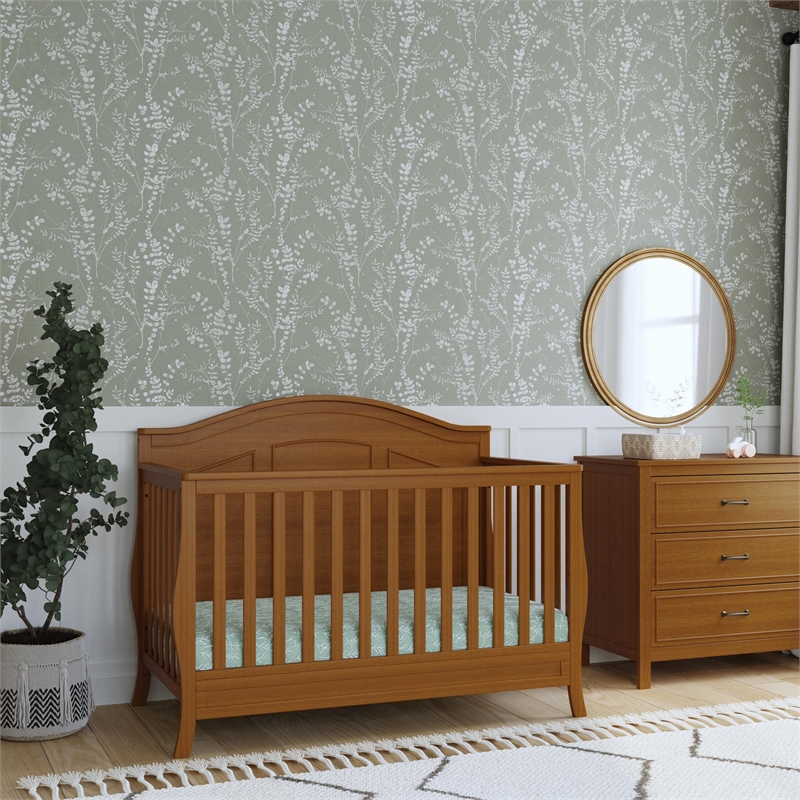 Davinci Emmett Modern Pine Wood and MDF 4-In-1 Convertible Crib in Chestnut