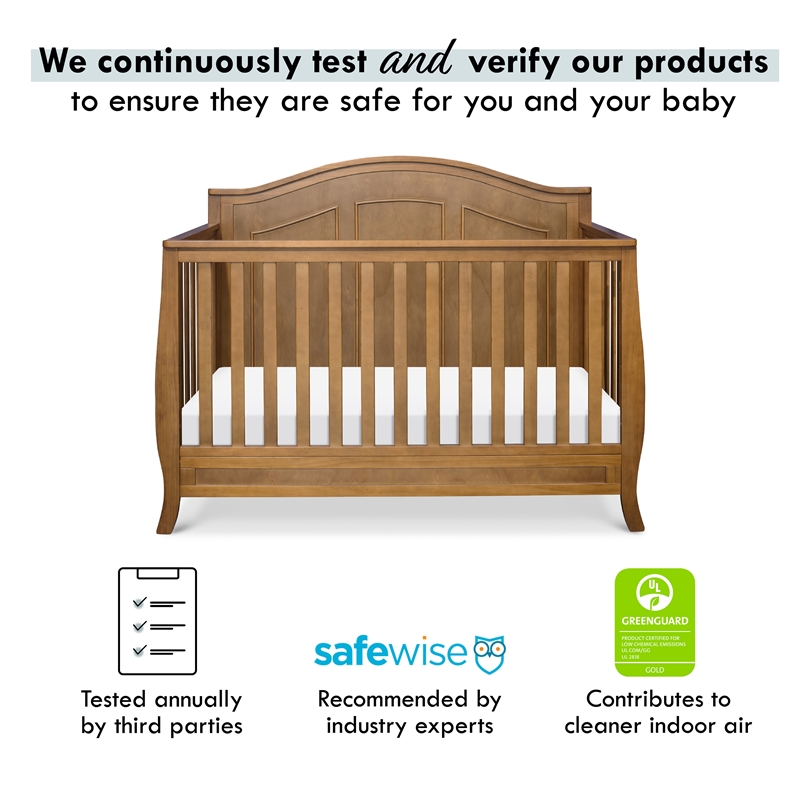 Davinci Emmett Modern Pine Wood and MDF 4-In-1 Convertible Crib in Chestnut