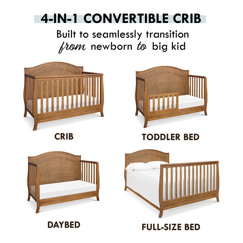 Davinci Emmett Modern Pine Wood and MDF 4-In-1 Convertible Crib in Chestnut