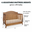 Davinci Emmett Modern Pine Wood and MDF 4-In-1 Convertible Crib in Chestnut