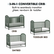 Davinci Beau Modern Pine Wood 3-In-1 Convertible Crib in Forest Green