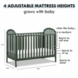Davinci Beau Modern Pine Wood 3-In-1 Convertible Crib in Forest Green