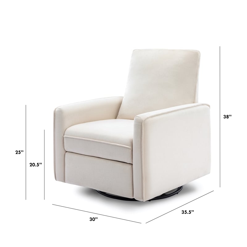Davinci Penny Modern Polyester Fabric Recliner and Swivel Glider in Cream