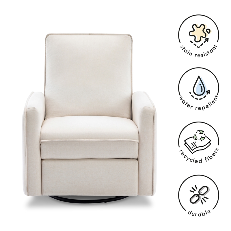 Davinci Penny Modern Polyester Fabric Recliner and Swivel Glider in Cream