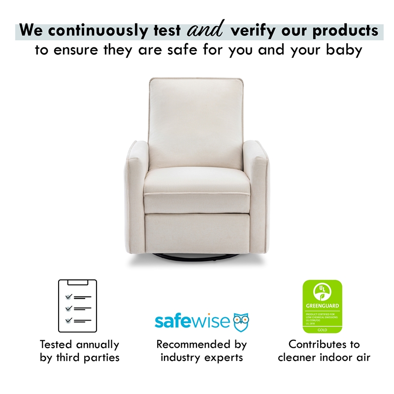 Davinci Penny Modern Polyester Fabric Recliner and Swivel Glider in Cream