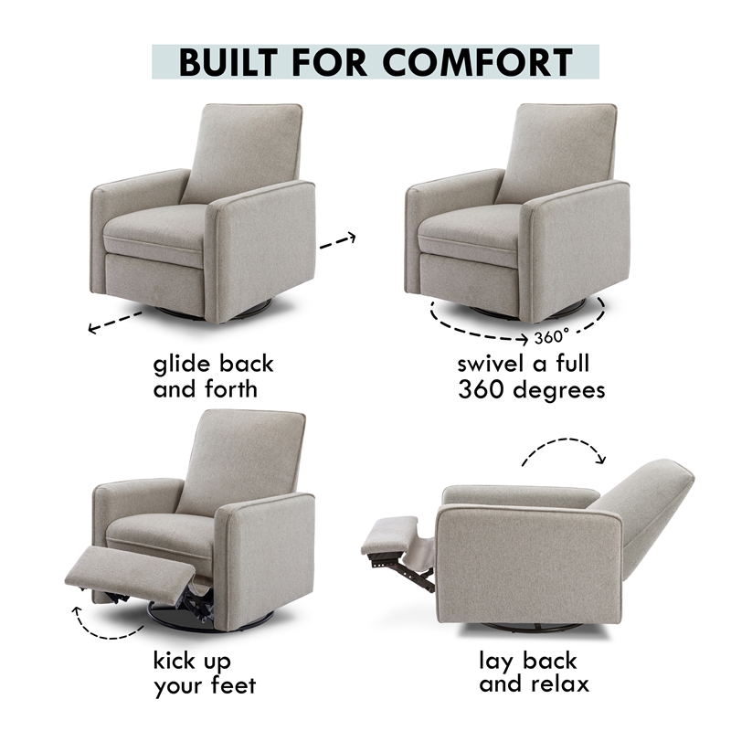 Davinci Penny Modern Polyester Fabric Recliner and Swivel Glider in Gray
